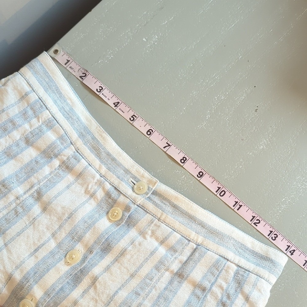 Brooks Brothers Linen Skirt Button-Front Blue White size 4 - Picture 6 of 7